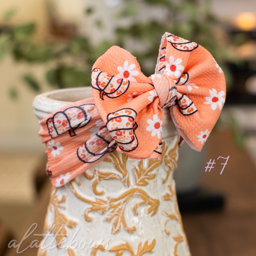 Fall Pumpkin Cheetah Orange Extra Large Baby Girl Bow Handmade Headband